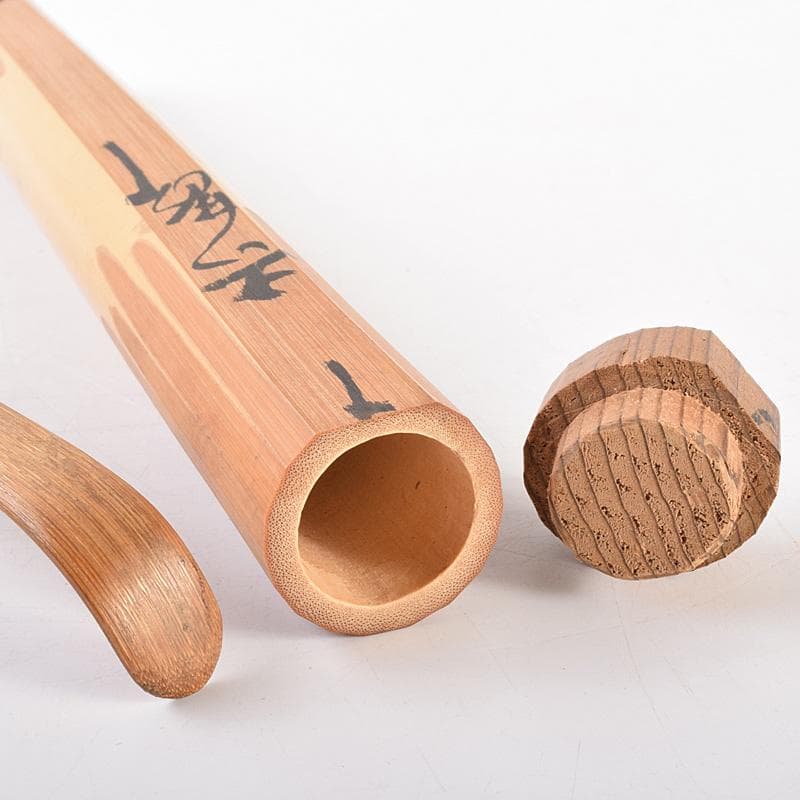 茶道具　表千家九代了々斎自作　茶杓　銘「吉野」　書付　共筒共箱　D　R7640