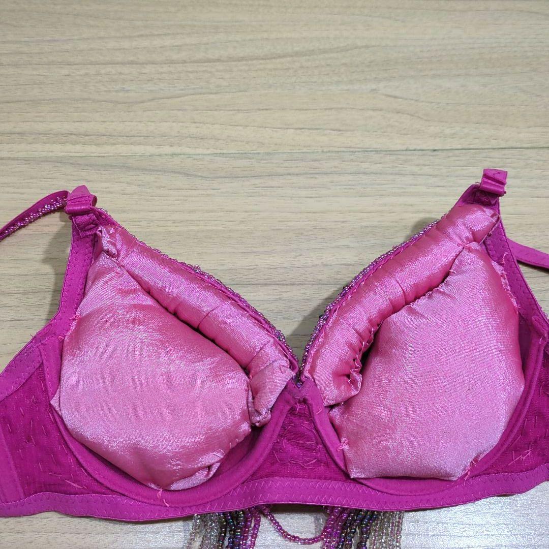 美品　ベリーダンス衣装　セットアップ　ブラベルト　ピンク