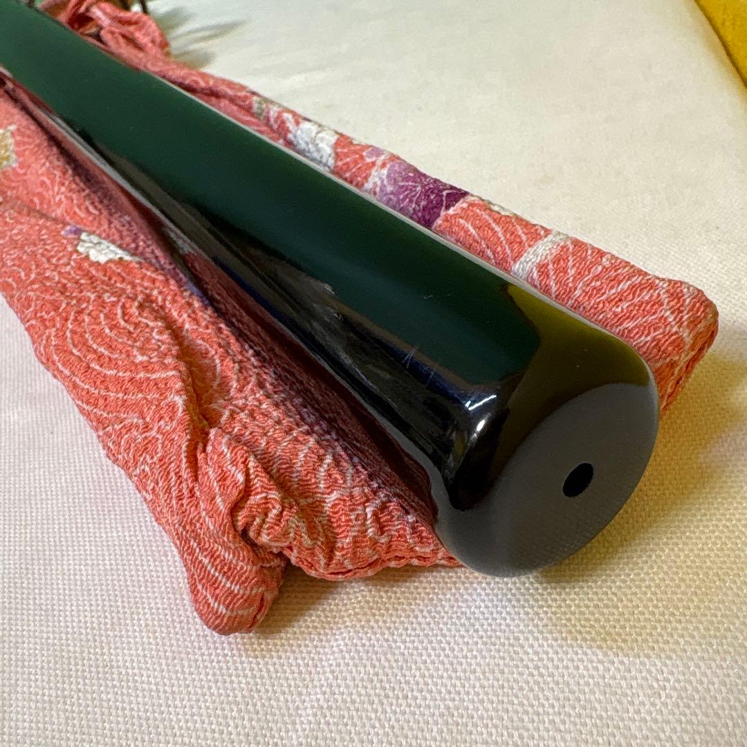 FE 能管 篠笛 黒と赤 鹿の彫刻付 横笛