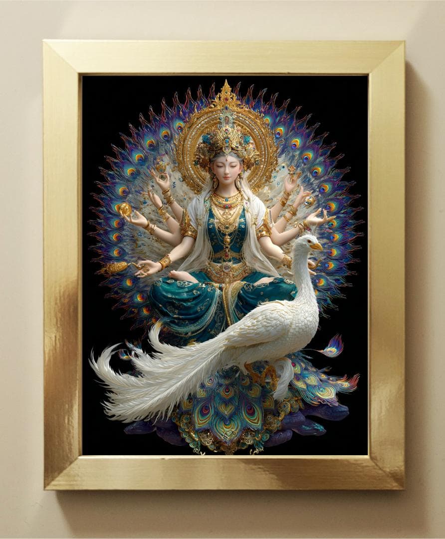 460【孔雀明王】吉祥孔雀の加護と除毒光【神仏画・風景画】