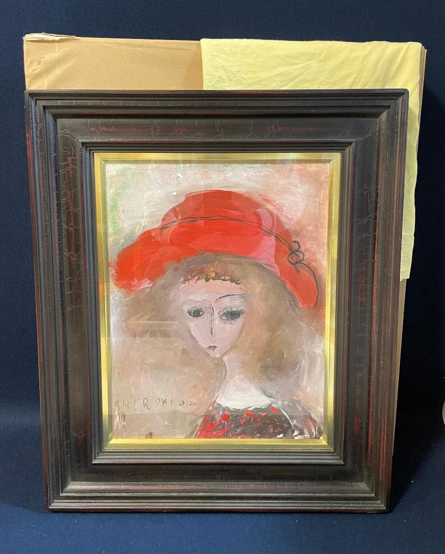 「真作」織田広喜「少女」人物画　油彩画　額装　サイン有り　F6号