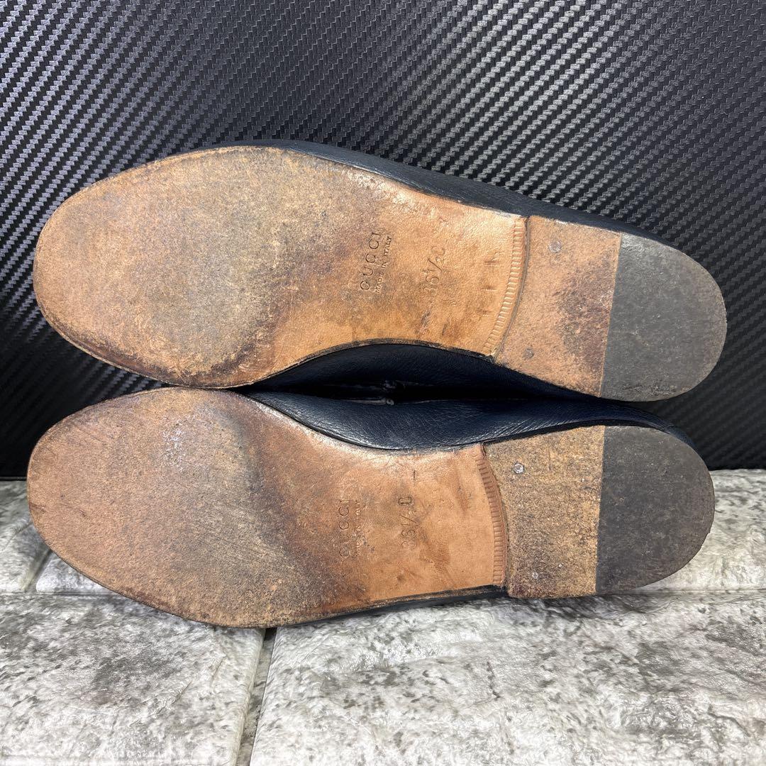 グッチGUCCI　ホースビットローファー　紺　シルバー　36 1/2 ビンテージ