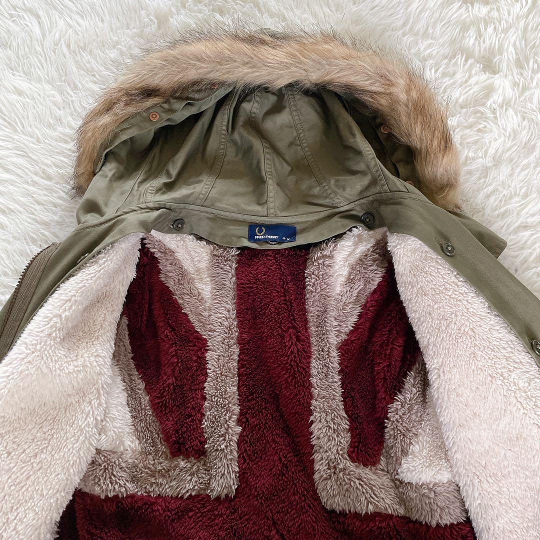 【フレッドペリー】英国柄 モッズコート ボアライナー ユニオンジャック カーキM