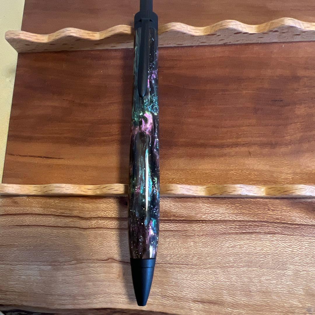 金杢犀　レジン　ボールペンと　ペン置き（ウッドペンクラフト）