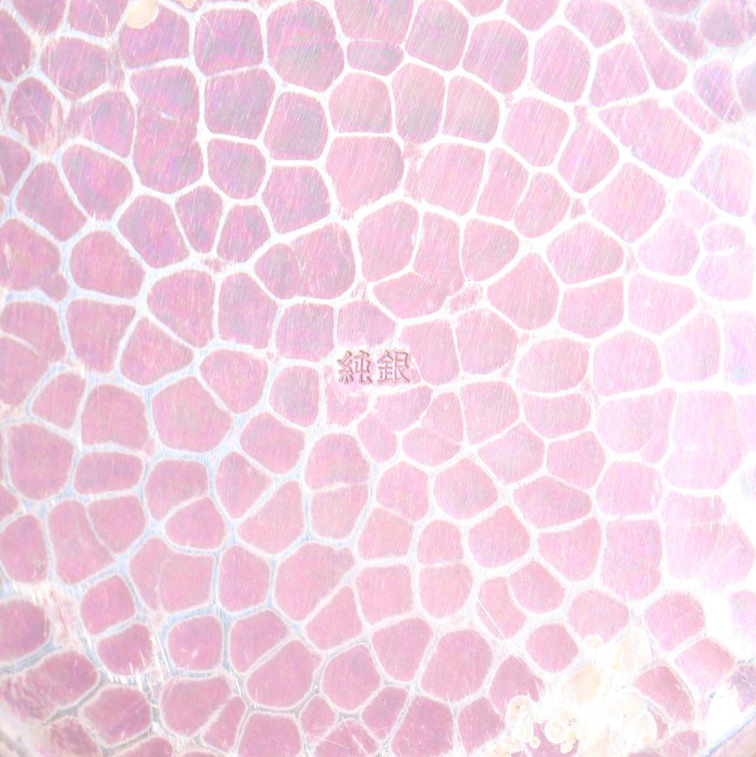 純銀製 ボンボニエール 福禄寿 真珠摘 槌目蓋物 ヤンポ 約184g　M665