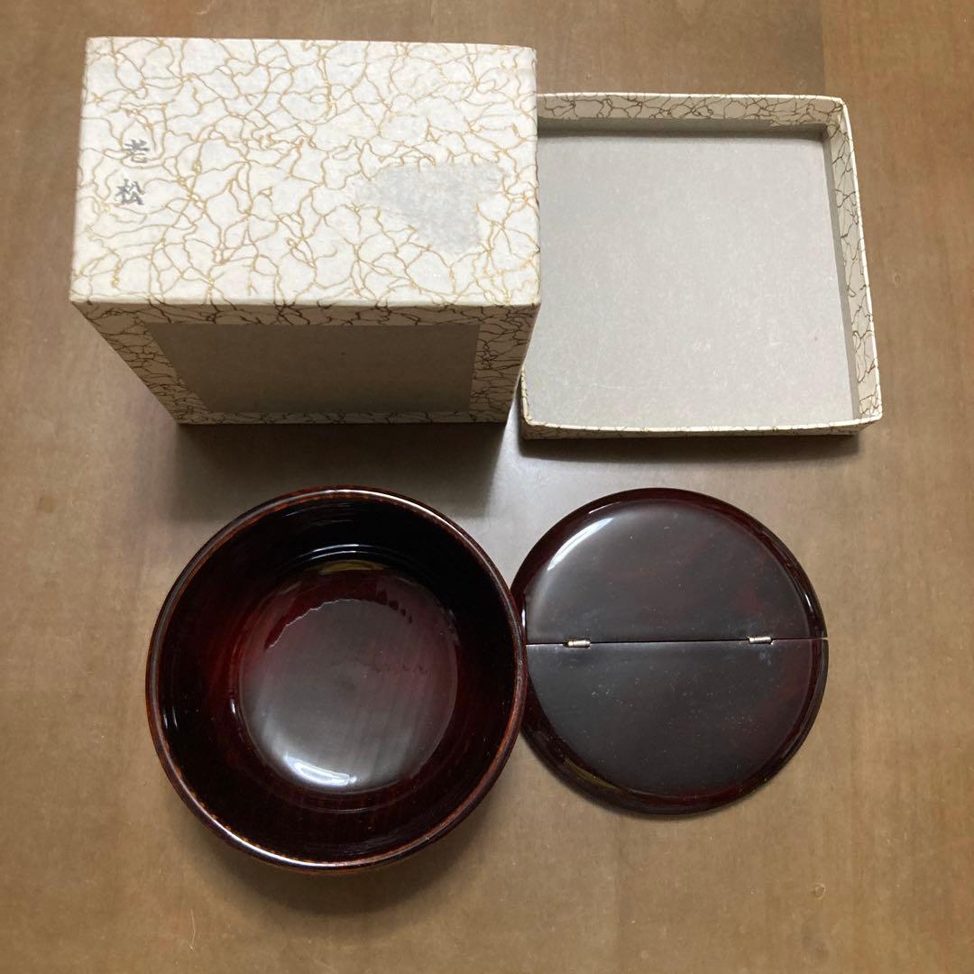 【新品】棗老松(漆塗り蝶つがい付き蓋)