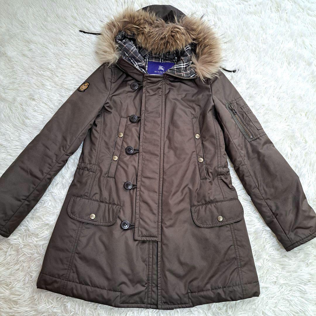 【BURBERRY BLUE LABEL】ラクーンファーノバチェックモッズコート