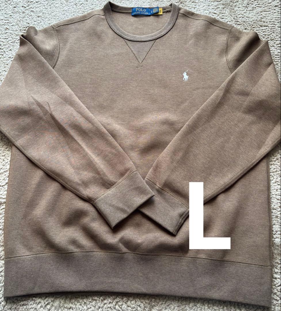 ラルフローレン ダブルニット スウェット クルーネック メンズ L ブラウン