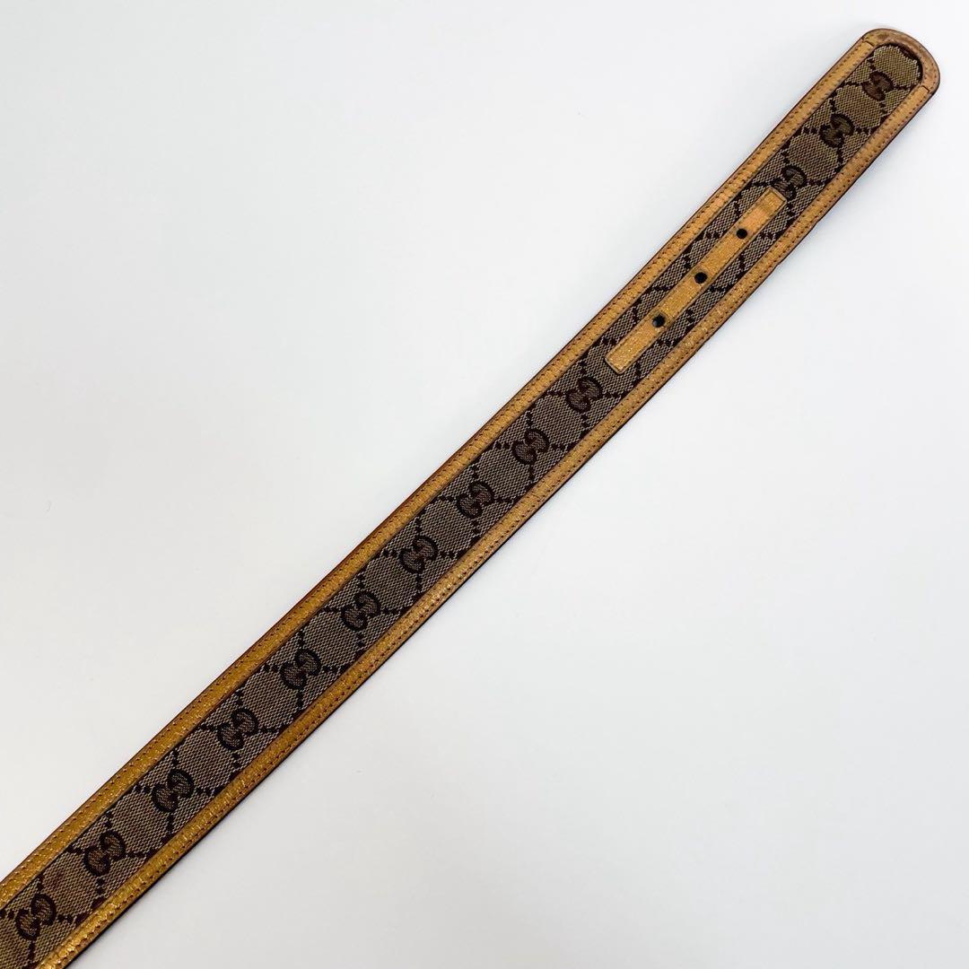 美品✨ グッチ ベルト インターロッキング GGキャンバス レザー ゴールド金具