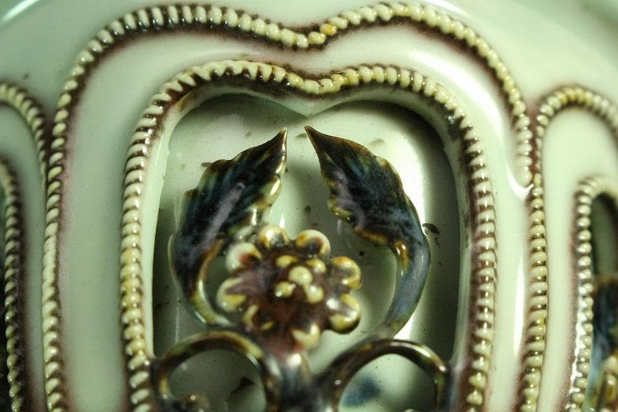 中国美術 貼枝花 高碗(K-A728)