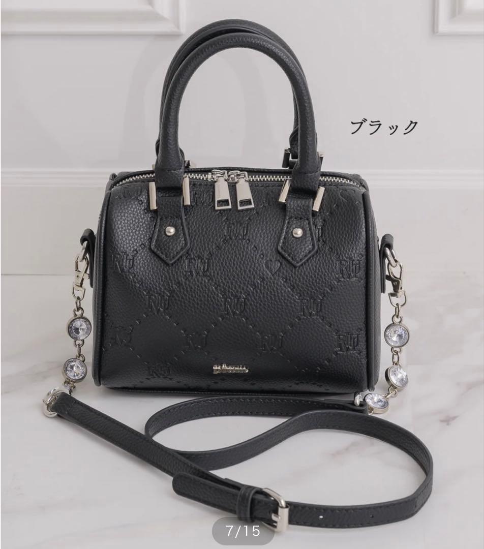 pium ピウム モノグラムミニボストンバッグ ブラック