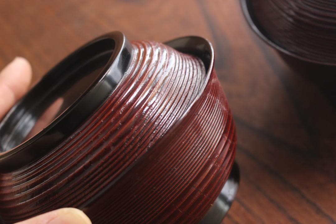 デッドストック！風情ある糸目地に優美な雀稲穂蒔絵の映えるお椀2点（検蒔絵椀雑煮椀