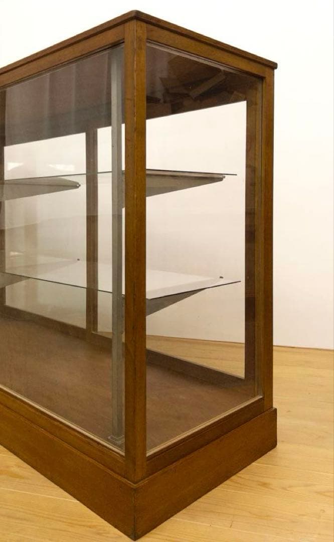 木枠　ガラス　ショーケース　横幅約151㎝　商店　M067　アンティーク　レトロ