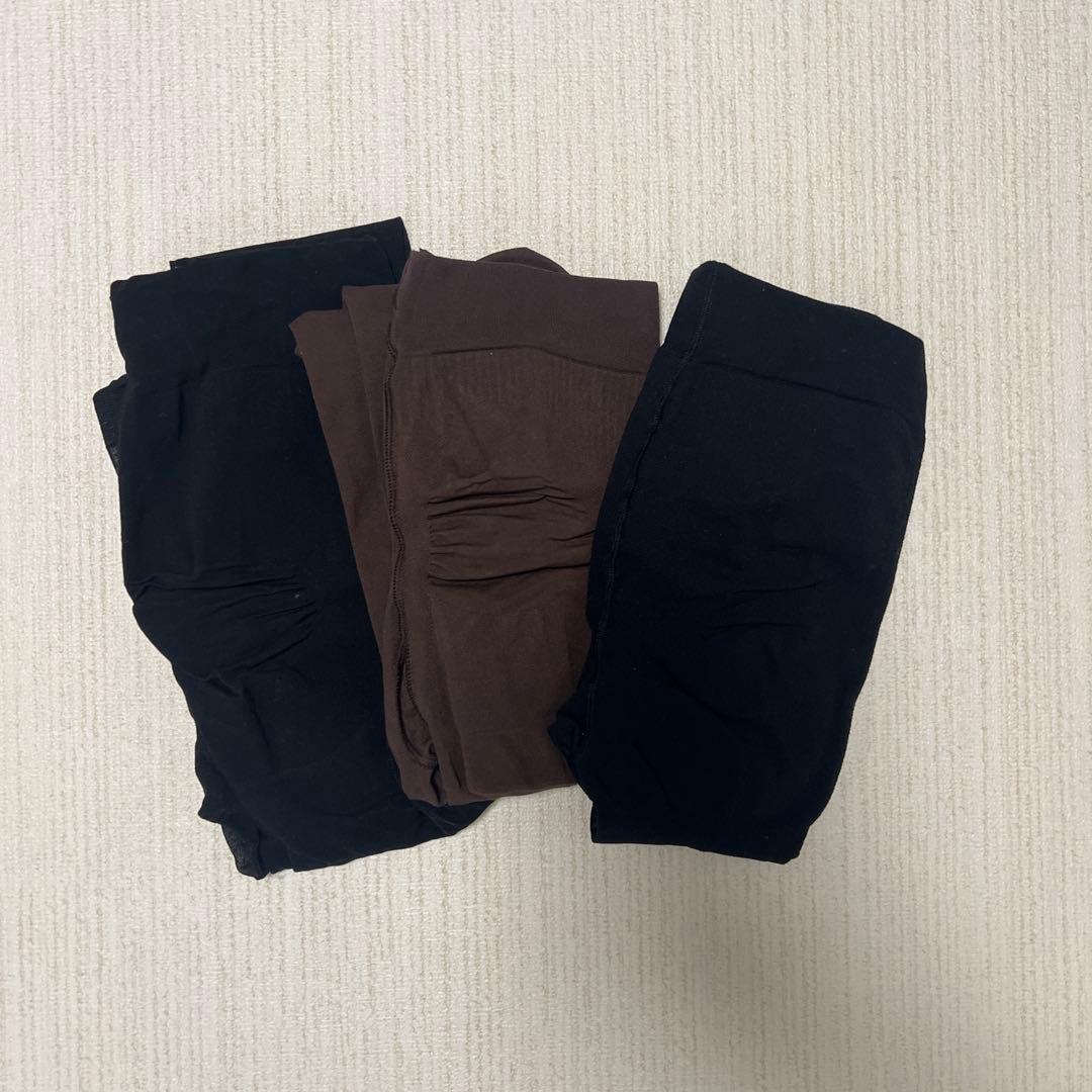 【お値下げ中】マルコ　着圧タイツ　ストッキング 3点セット L-Lサイズ 黒 茶