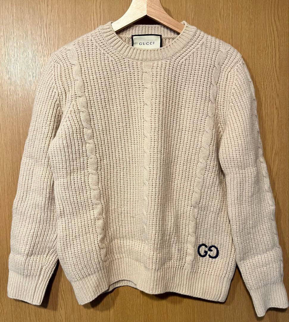 GUCCI ケーブルニットGGロゴ刺繍セーター