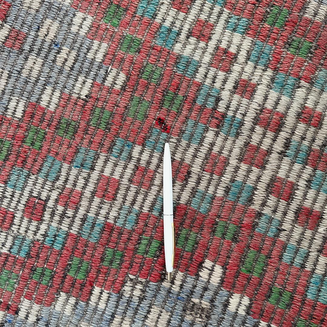 トルコ製ヴィンテージラグ940レア 大判 オールドキリム ジジム ブルー レッド