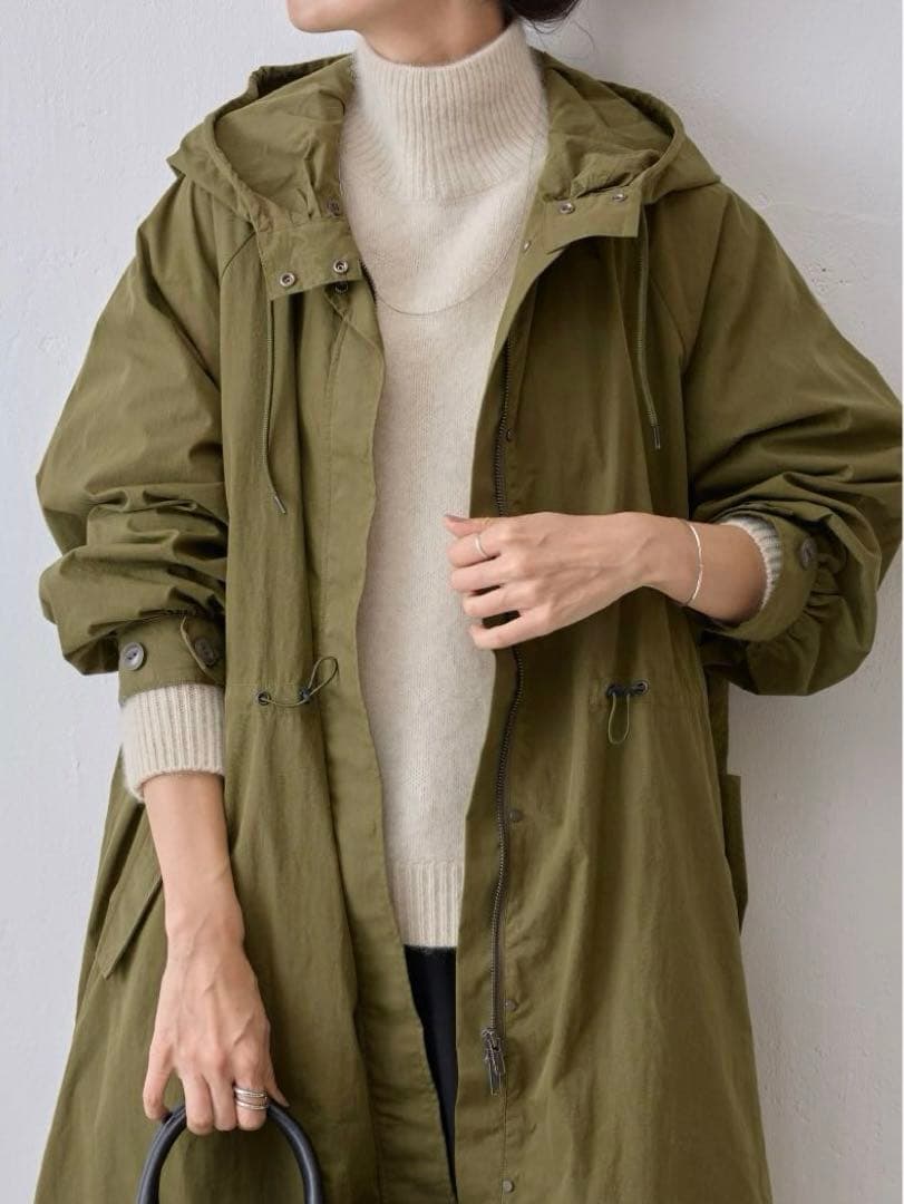 BEARDSLEY ビアズリー コットンナイロンミドル丈モッズコート カーキ