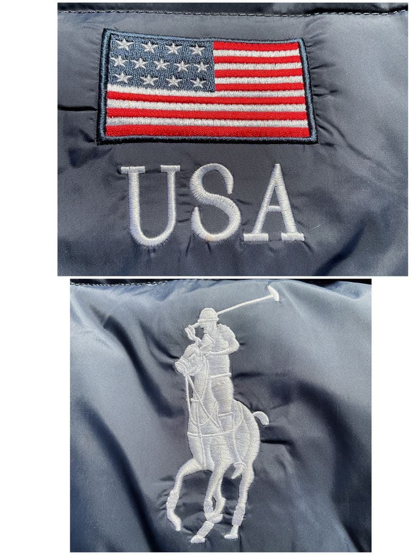 希少✨90's ポロラルフローレン　ポニー　イギリス国旗　ダウンジャケット　紺色