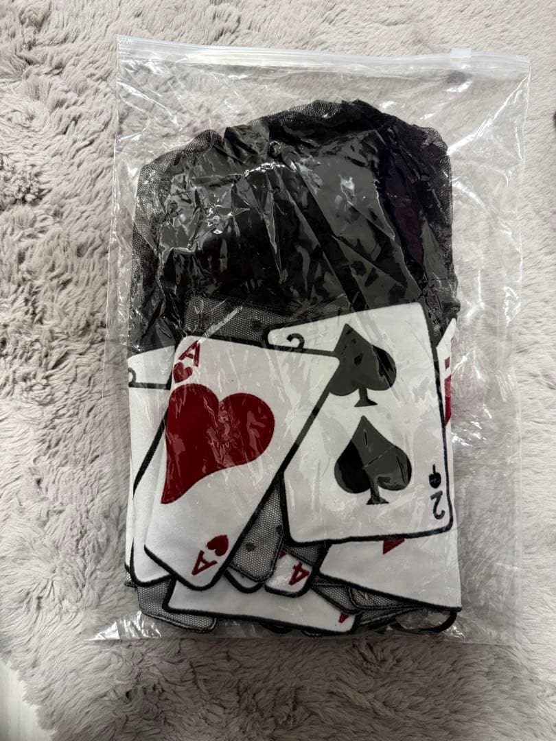 新品 ロリータ アリス風 トランプ柄エプロン 黒