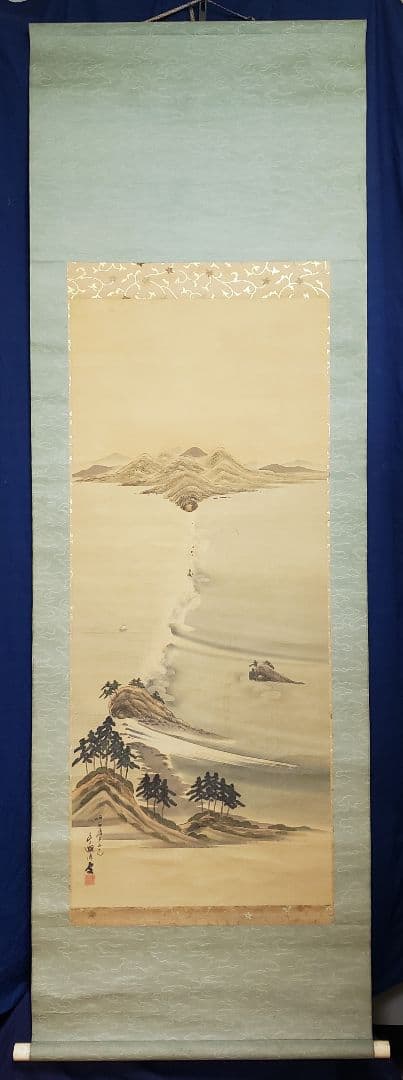 【大鳴門真景図】高原雅洲 975 渦潮　掛け軸　肉筆