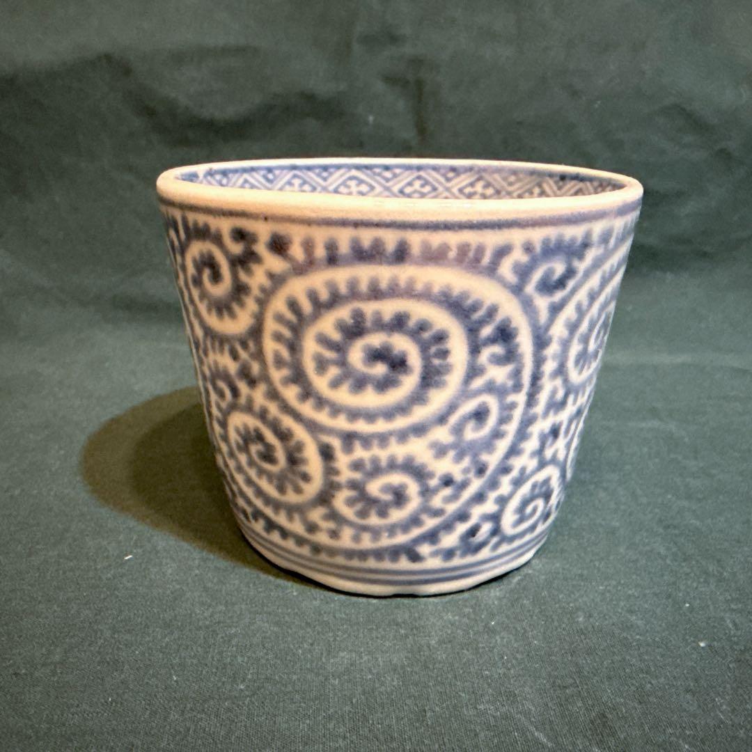 古伊万里　総柄　蛸唐草文　蕎麦猪口