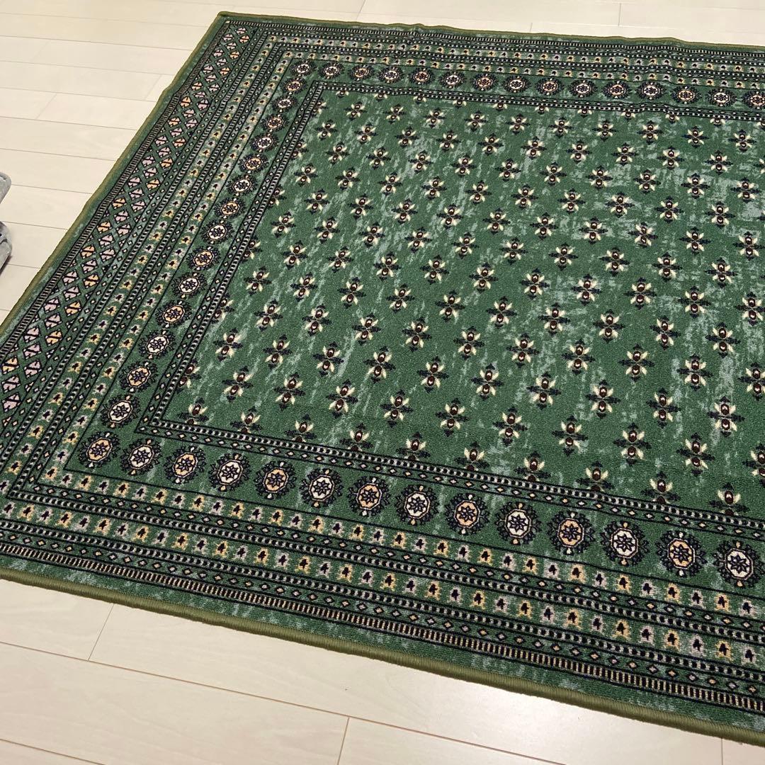 TOCOLIFE ヴィンテージ調ラグ　グリーン140×200 洗える