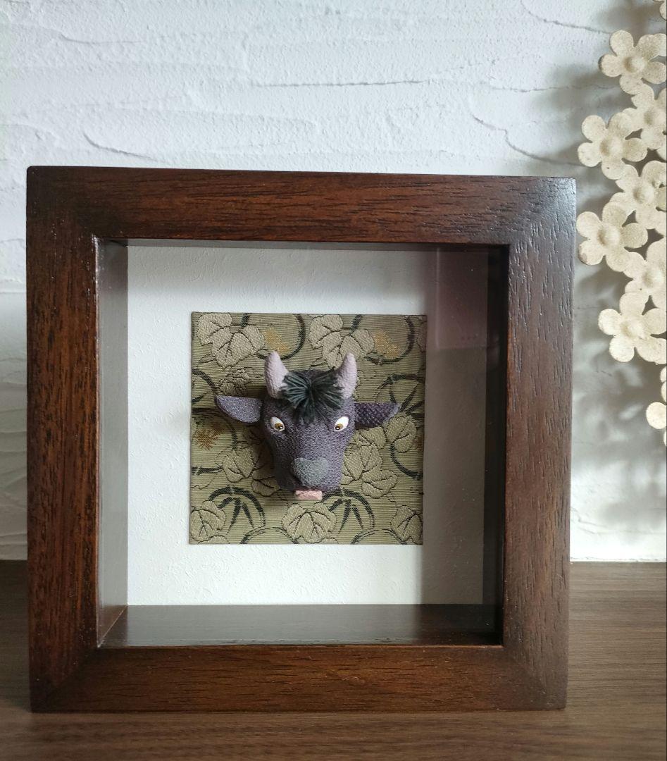 専用ページ　干支　創作人形　インテリア　正月飾り　額装　木製　丑　未　2点