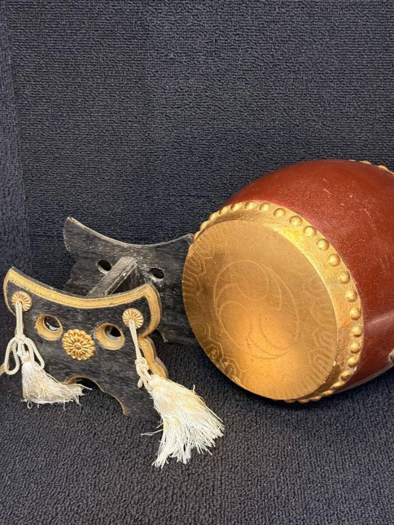 太鼓 飾 ミニ 金箔 伝統工芸 総高さ29.5㎝ 岡崎市発送 7823