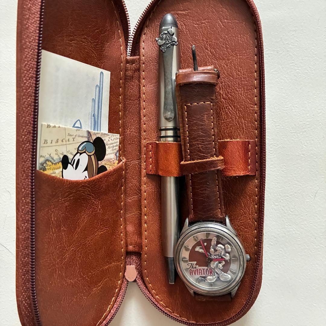 レザーケース入りボールペン・腕時計セット／ディズニーアヴィエーター　コレクション