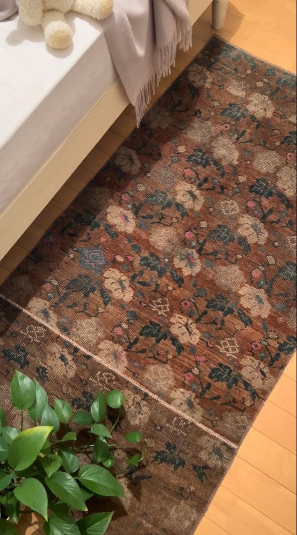 レア柄　Sunset Brown トルコ　ヴィンテージラグ　トルコラグ