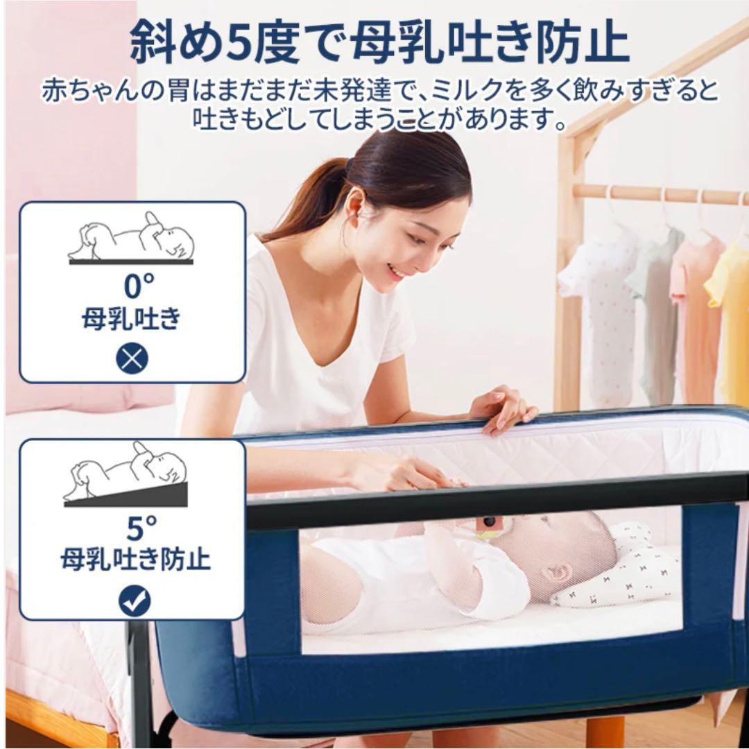 【美品・付属品完備】HZDMJベビーベッド グレー 折りたたみベビーベッド