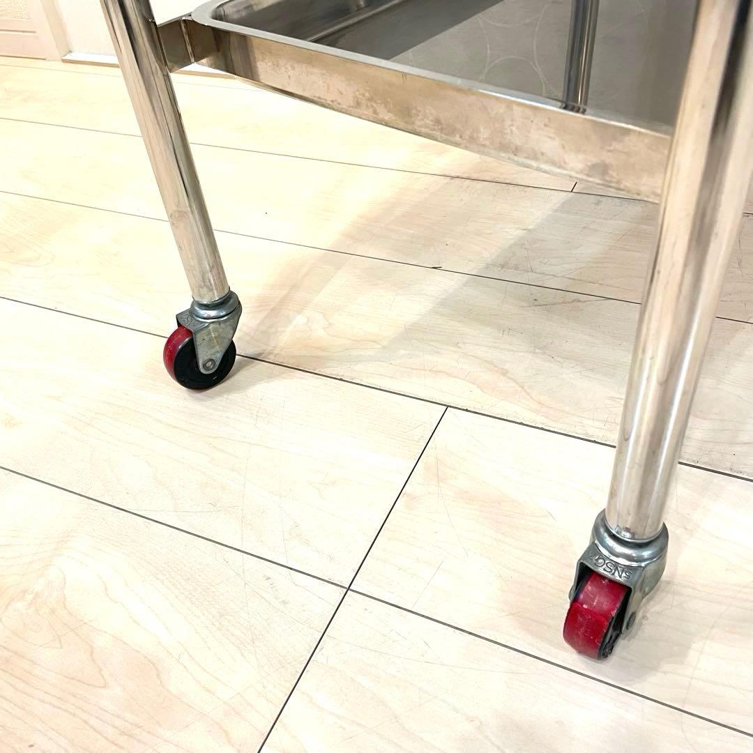 業務用 ステンレス 3段ワゴン 医療 サロン 鍼灸 インダストリアル キャスター