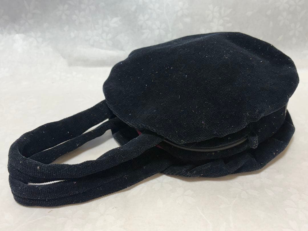 【美品】FEILER フェイラー　ハンドバッグ　ラウンド　ラメ　ブラック　希少