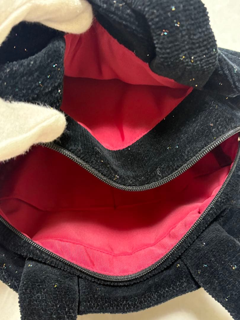 【美品】FEILER フェイラー　ハンドバッグ　ラウンド　ラメ　ブラック　希少