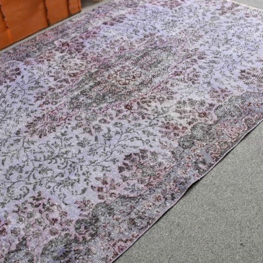 超大判　260×171 オーバーダイ ラベンダー　トルコヴィンテージラグ　グレー