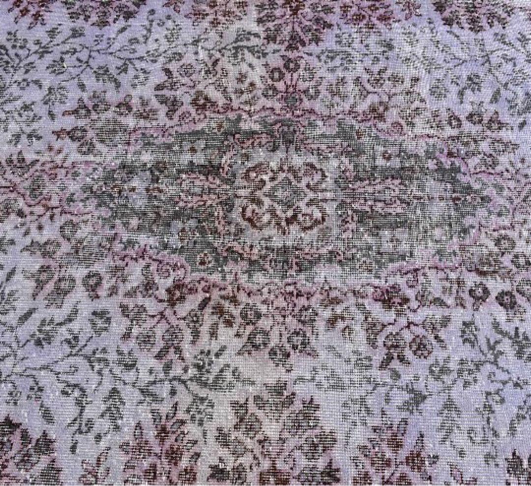 超大判　260×171 オーバーダイ ラベンダー　トルコヴィンテージラグ　グレー