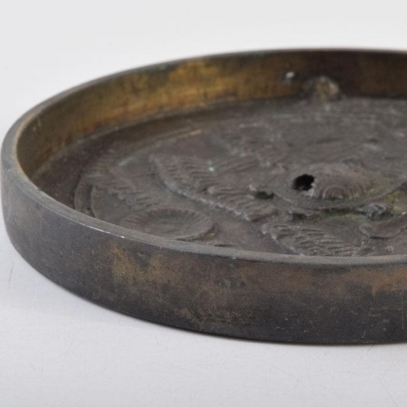 中国　古銅　銅鏡　古鏡　紙鎮　文鎮　2点　C　9214