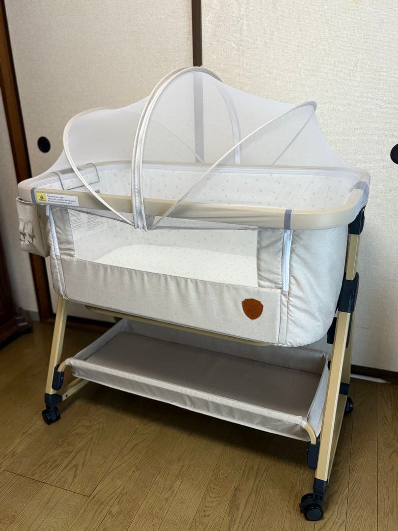 【美品】HZDMJベビーベット 移動可能・持ち運び・折りたたみOK 添い寝ベッド
