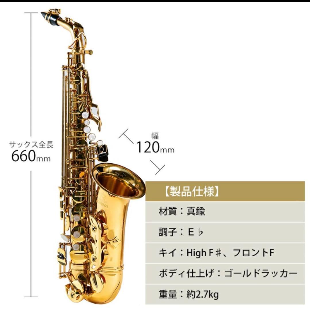 【くまぞう】アルトサックス 入門セット 8点　ゴールドラッカー ケース付き