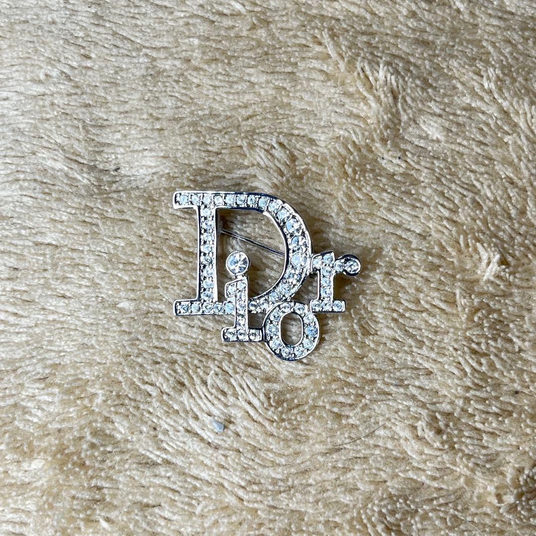 Christian Dior ピンブローチ ラインストーン Dior ロゴ