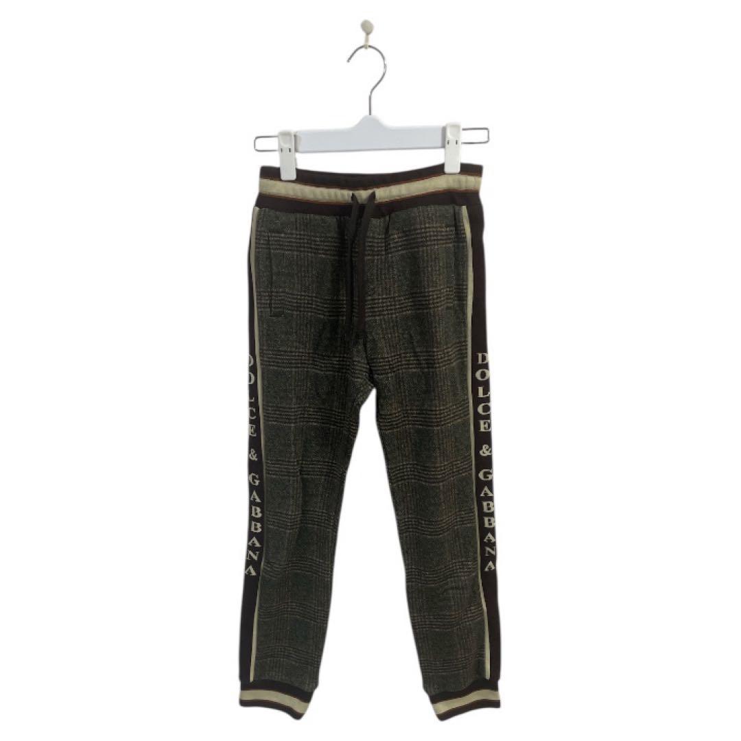 【美品】DOLCE&GABBANA ロゴ パンツ 140 チェック柄　茶色