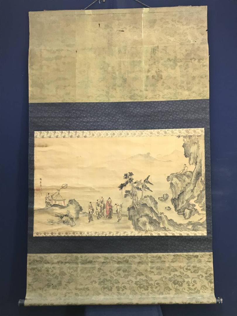 楯嶽/森子文/太公望図/人物図/横物/掛軸/名家伝来/AD-8