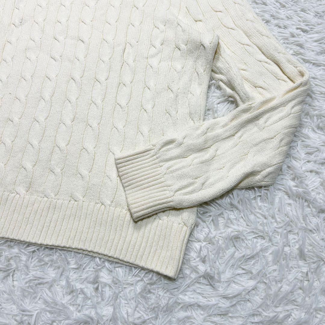 美品 大きめ 希少サイズ 近年 ポロラルフローレン ケーブルニット セーター 白