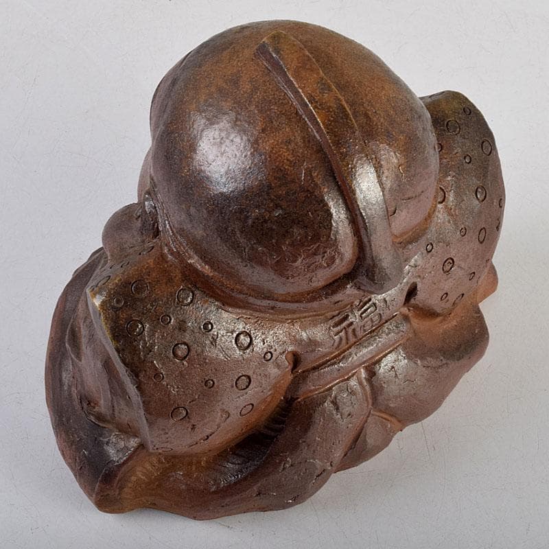 備前焼　福助　置物　縁起物　高さ約16.5㎝　在銘　V　9094