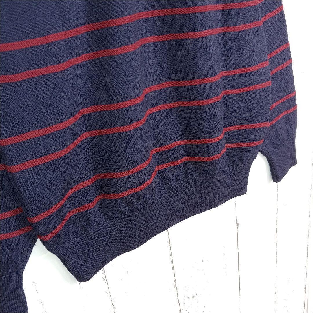 【希少モデル】バーバリーズ ニットセーター 刺繍ロゴ デカロゴ ボーダー柄 M