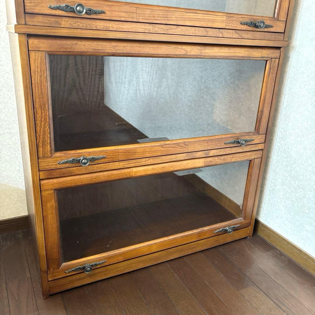 【良品】アンティーク ガラス棚 ブックケース フラップ式扉