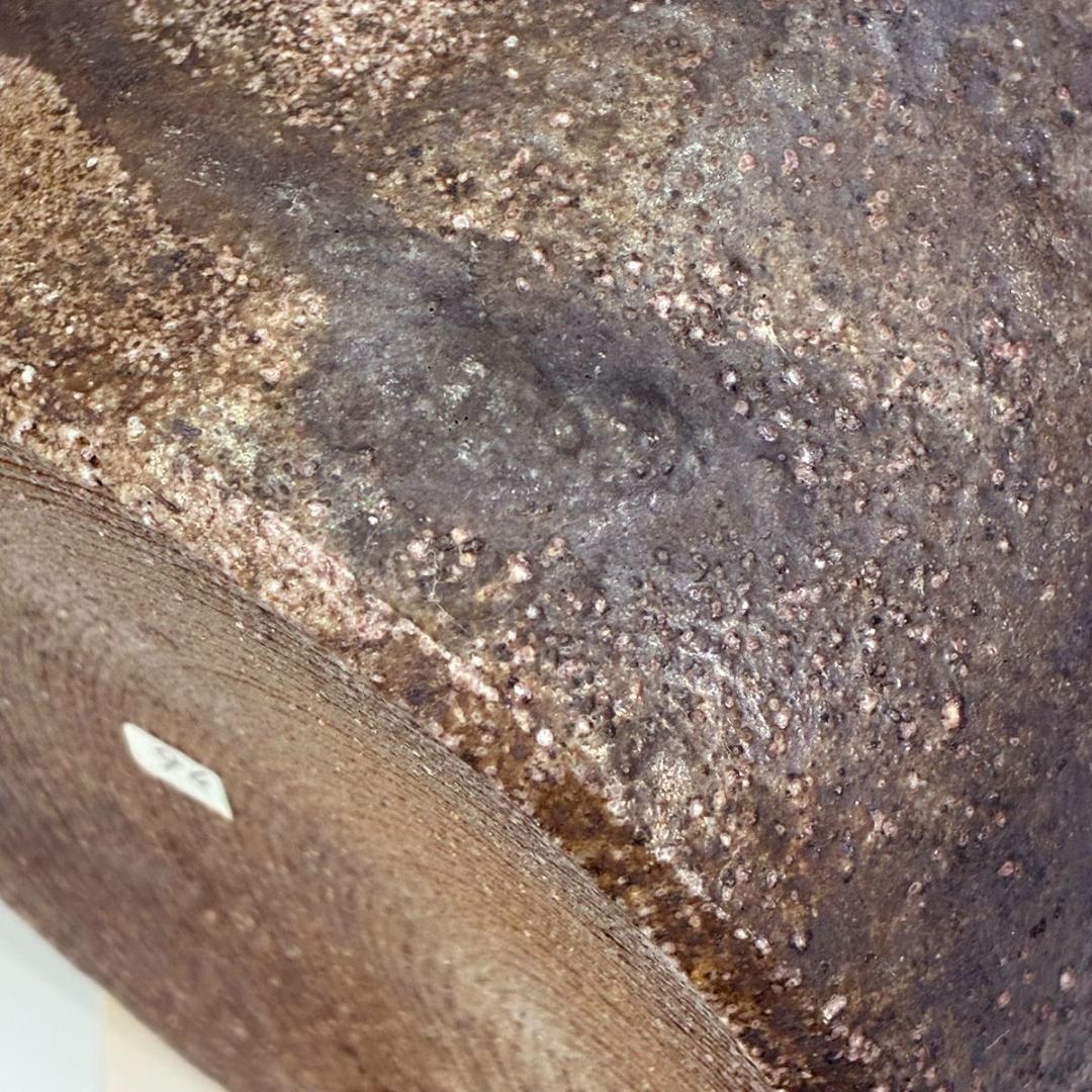 ■丹花義晴 作 水指 蓋にタヌキ 備前焼と信楽焼の融合 焼き締め自然豊かな風合い