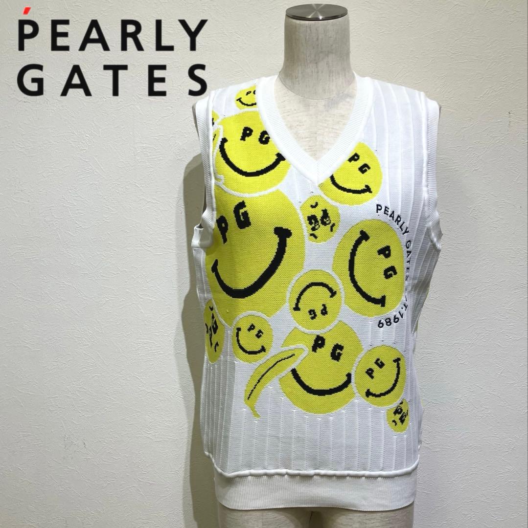 PEARLY GATES スマイリーフェイス　ニットベスト　Ｖネック　サイズ1