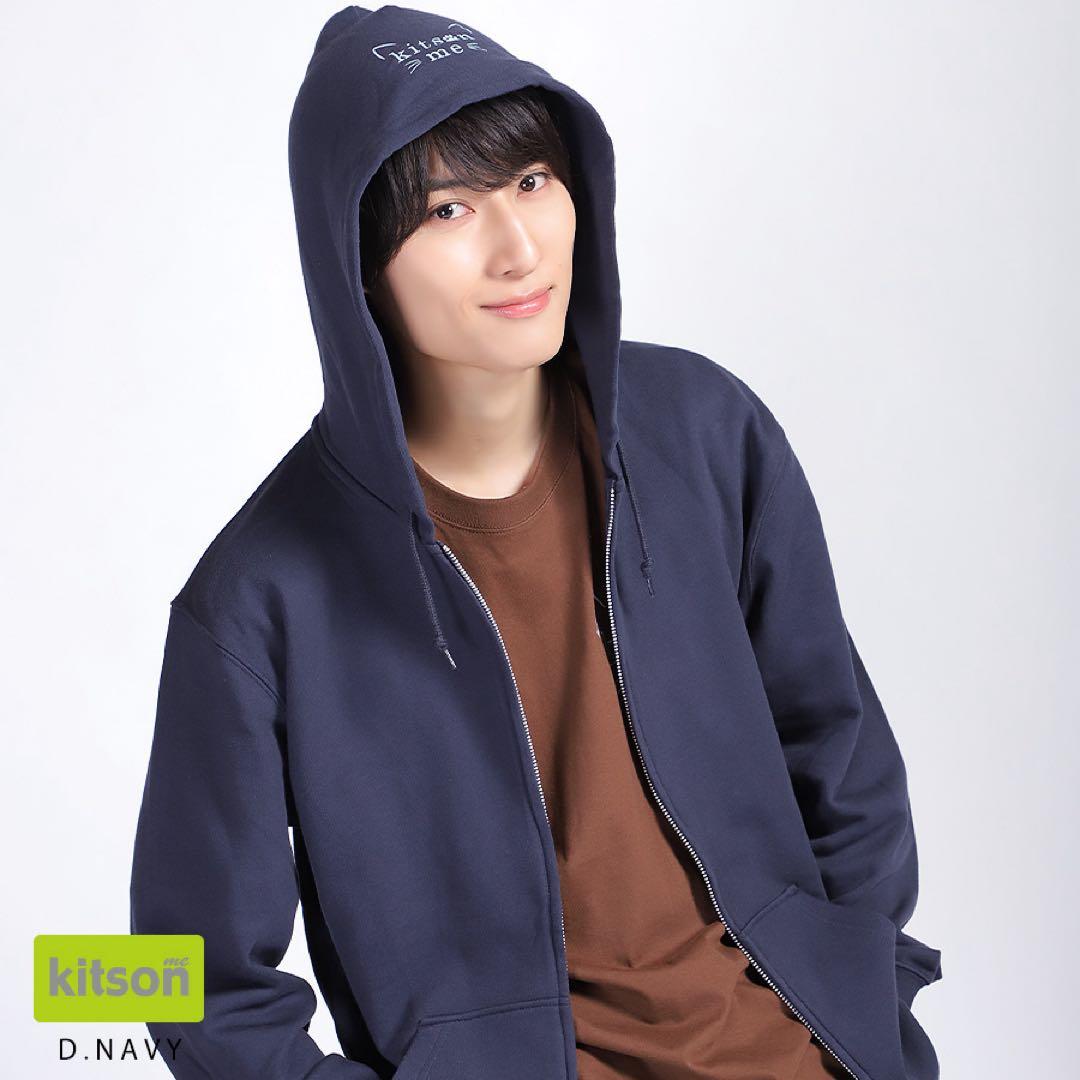飯島颯 × Kitson meコラボZIPパーカー/ユニセックスL/D.NAVY