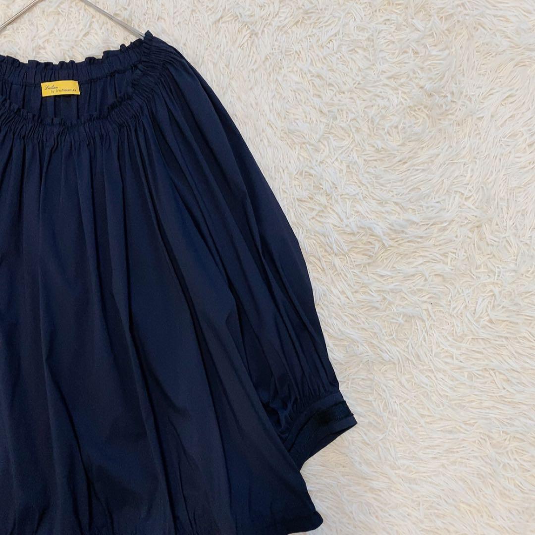 【美品】レリアン 中村江里子 大きいサイズ ギャザーブラウス バルーンスリーブ